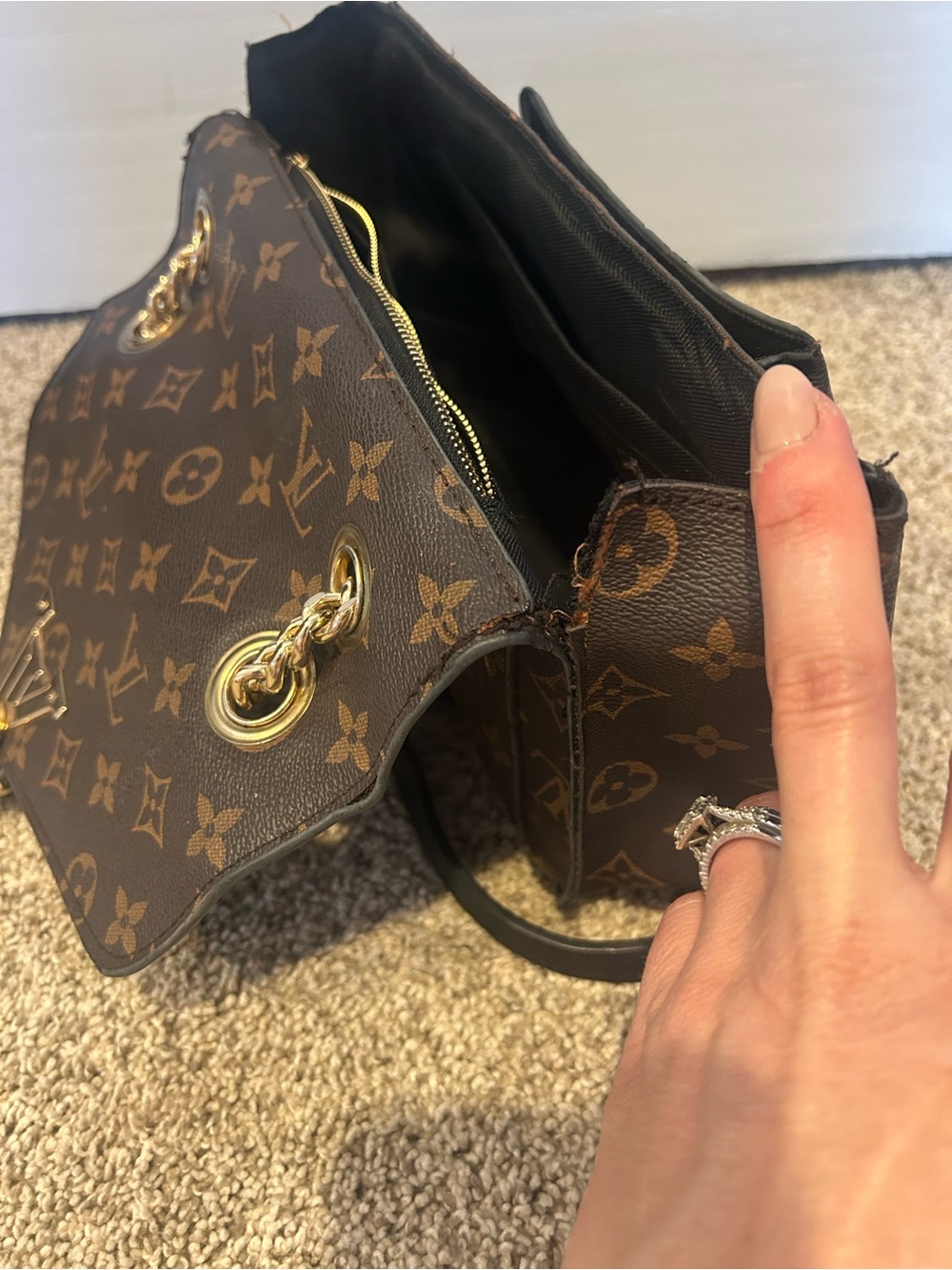 Source Unknown Monogram Crossbody in Brown with Gold Hardware - Picture 3 of 5